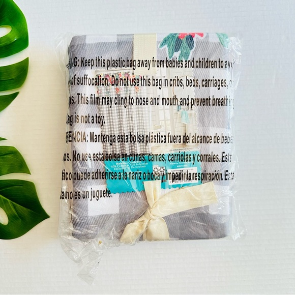 The Pioneer Woman Sweet Romance Gingham Floral Cotton-Rich Shower Curtain NEW - Picture 5 of 6